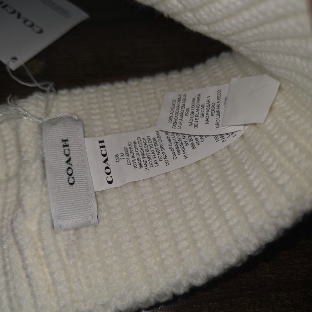 NWT Coach Cream Knit Headband With Rubber Horse and Carriage Patch - Picture 3 of 6